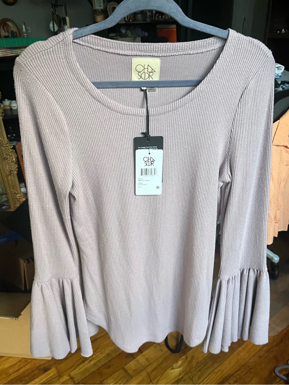 Chaser Ribbed Long Sleeve Top with Bell Cuffs